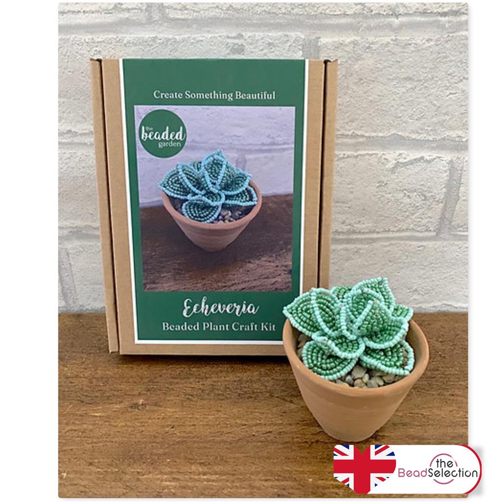 succulent in french Beaded Flower Kit Echeveria Succulent Plant Craft. French Beading kit. –  The Bead Selection