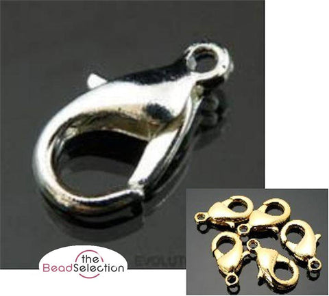 50 Lobster Clasps Trigger 10mm 12mm 14mm 16mm 21mm Silver Gold Rose Findings