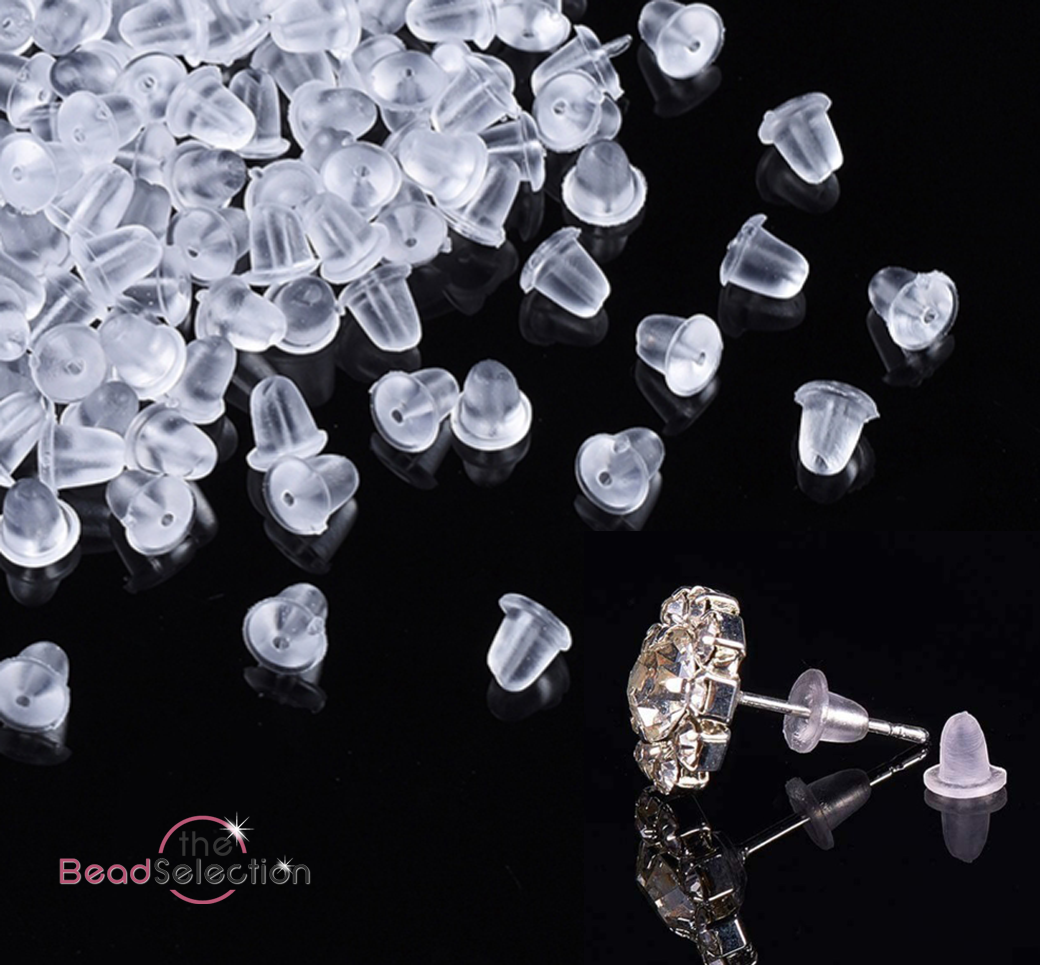 Clear Plastic Nylon Post Earrings SOFT SILICONE CLEAR RUBBER