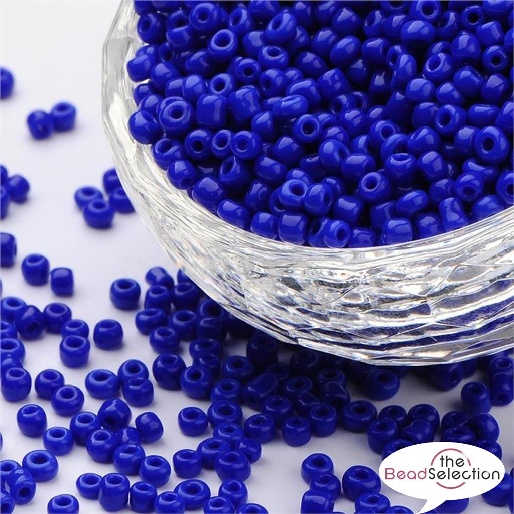 100g BLUE OPAQUE GLASS SEED BEADS 11/0 2mm 8/0 3mm 6/0 4mm