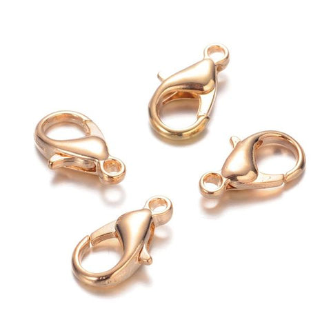 50 LOBSTER CLASPS 12MM  ROSE GOLD PLATED JEWELLERY MAKING FINDINGS