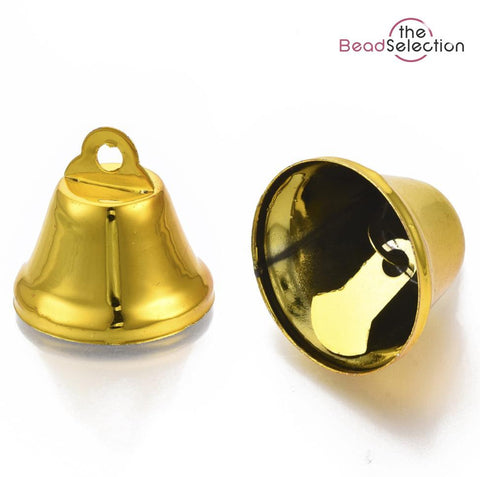 10 BELL CHARMS DECORATION LARGE 26mm BELLS XMAS CRAFT GOLD TOP QUALITY BELL22