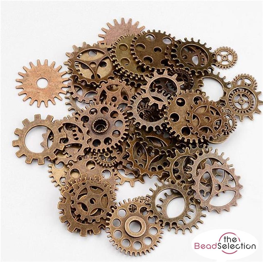 gears cogs STEAMPUNK RETRO GEARS COGS CHARMS PENDANTS 30g RANDOM MIX BRONZE SHAPE – The Bead Selection