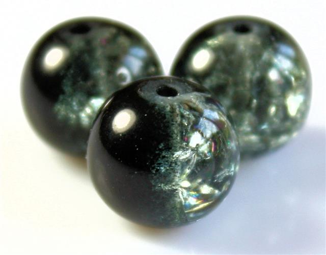 thumbnail image 2 of Black Crackle Glass Beads - 10mm Round - Wholesale Lot (20, 50, Or 100pcs) For Jewelry Making 2 of 3