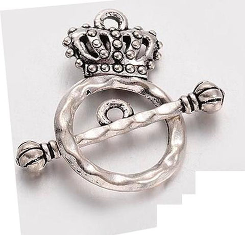 5 DESIGNER CROWN TOGGLE CLASPS TIBETAN SILVER TOP QUALITY AE1