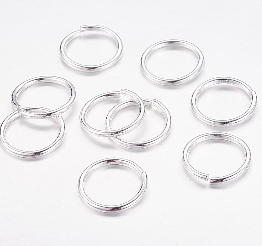 Jump Rings 12mm Large Silver Plated Open Jump Rings, Brass 50 Pc Set 