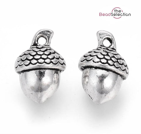 10 Acorn Charms Pendants Tibetan Silver 14mm 3D Jewellery Making C297
