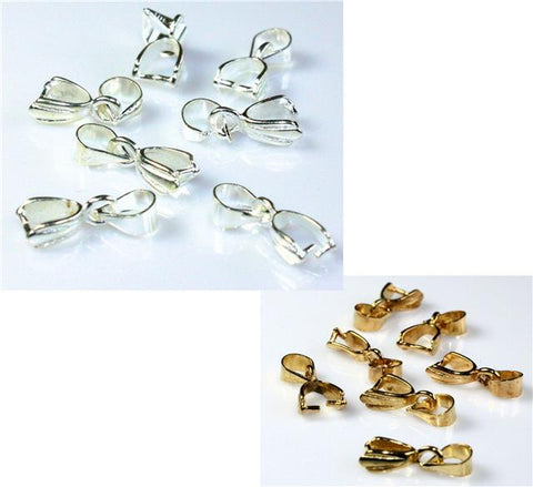20 Pendant Pinch Bails 15mm x 5mm  Silver / Gold Plated Jewellery Making