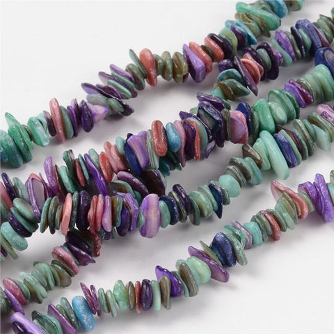 1 X 15'' APROX 190pcs STRAND SHELL BEADS CHIPS 6mm - 15mm MIXED COLOURS  GC5