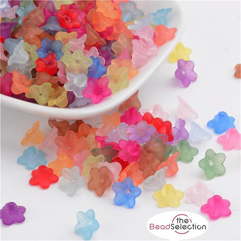 100 Flower Beads Frosted Lucite Acrylic Flower Beads 10mm Jewellery Making LUC8