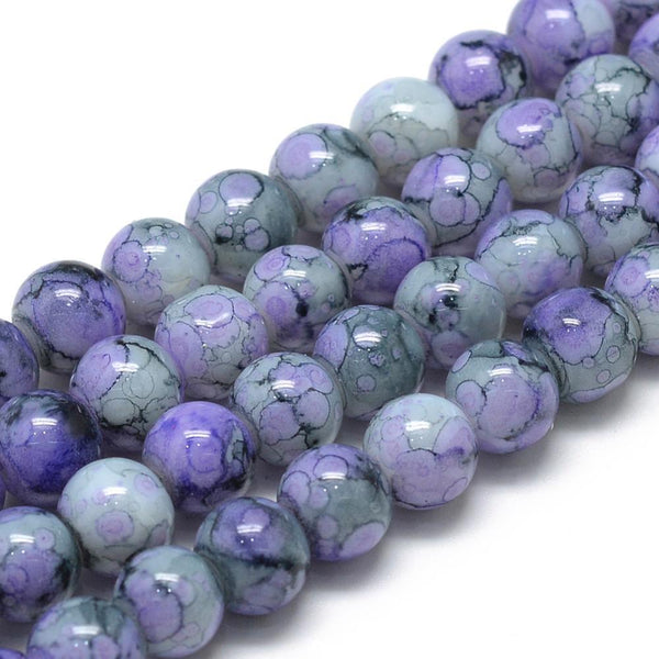 Marbled Glass Beads 200x 6mm 100x 8mm 50x 10mm Colour Choice Jewellery Making