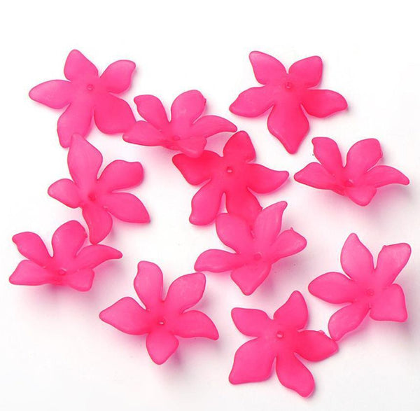 Flower Beads Petal Frosted Lucite Acrylic 28mm 12 Colours Jewellery Making 20pcs
