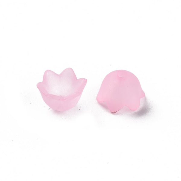50 Flower Beads BABY PINK Frosted Lucite Acrylic Bell Cup 10mm LUC80