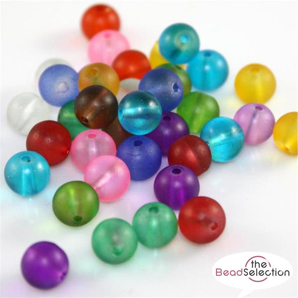 Crystal Frosted Glass Beads Round 20 Colour Choice 4mm 6mm 8mm Jewellery Making