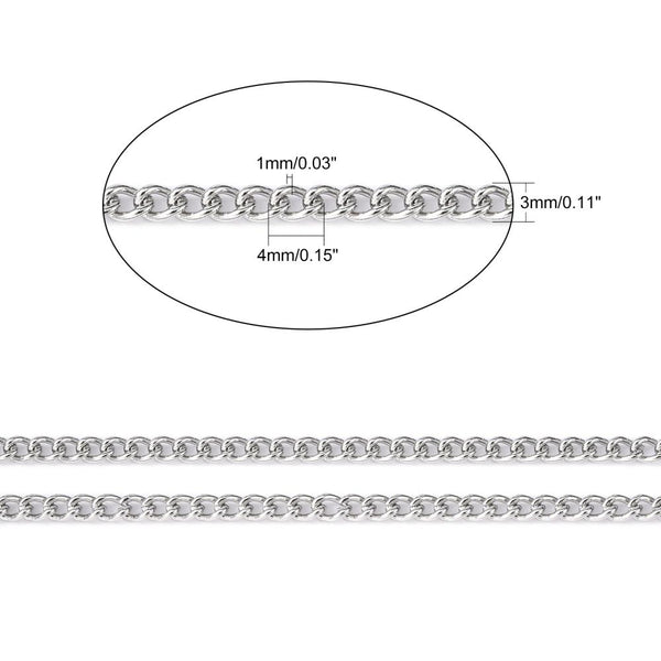 Stainless Steel 304 Fine Curb Chain 4mm x 3mm Jewellery Making STA27