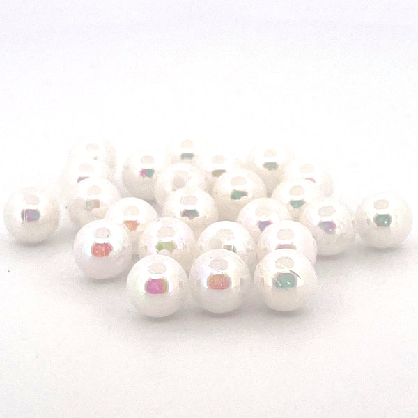 100 Acrylic Beads 'AB' Lustre Rainbow Pearl 8mm Round Colour Choice Jewellery