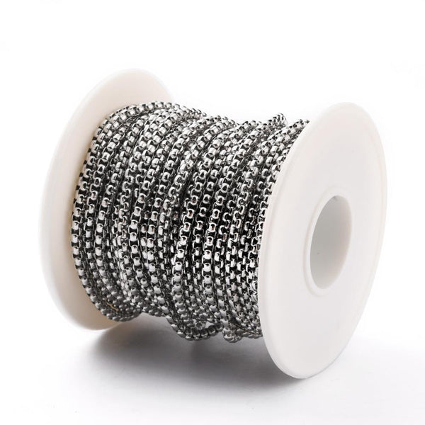 Stainless Steel 304 Box Chain 3mm x 3mm Jewellery Making STA24