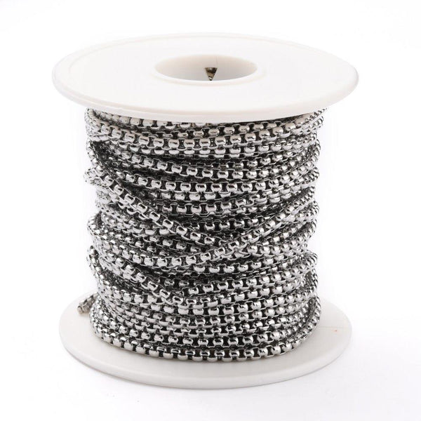 Stainless Steel 304 Box Chain 3mm x 3mm Jewellery Making STA24