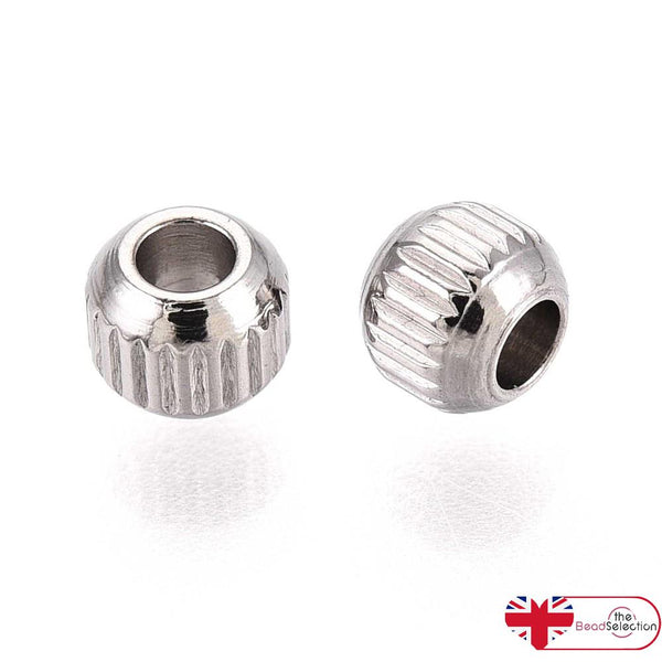 5 STAINLESS STEEL 304 SPACER BEADS 11mm ROUND GROOVED LARGE HOLE 6mm STA32