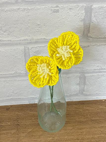 Welsh Poppy Flower Craft Kit. French Beading kit, Beaded Flower Kit (TBG-WP)