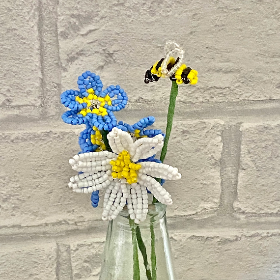 Bees Craft Kit. French Beading kit, Beaded Flower Kit (TBG-BEE)