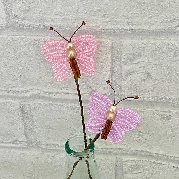 Butterflies Pink/Purple Craft Kit, French Beading, Beaded flower kit (TBG-BUT1)