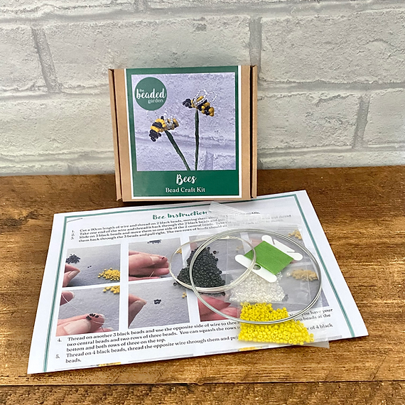 Bees Craft Kit. French Beading kit, Beaded Flower Kit (TBG-BEE)