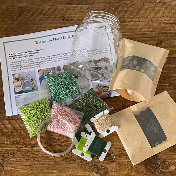 Mini Terrarium Craft Kit. French Beading kit, Beaded Flower Kit (TBG-MT)