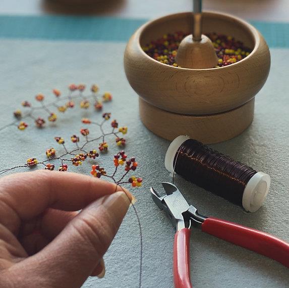 Autumn Bonsai Tree Craft Kit. French Beading kit, Beaded Flower Kit (TBG-ABT)