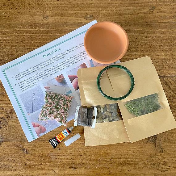 Blossom Bonsai Tree Craft Kit. French Beading kit, Beaded Flower Kit (TBG-BBT)