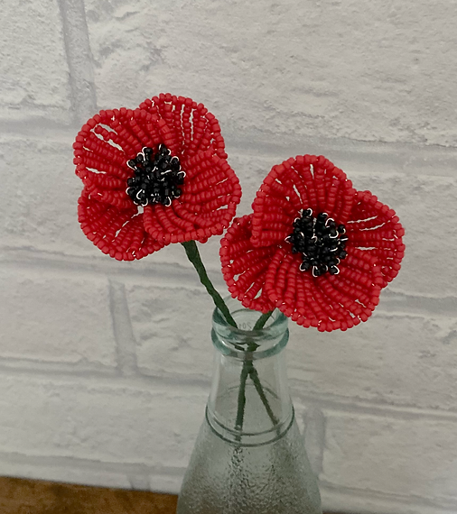 Beaded Flower Kit Poppy Flower Craft Kit. French Beading kit. (TBG-POP)