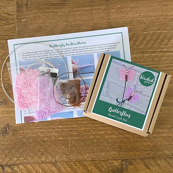 Butterflies Pink/Purple Craft Kit, French Beading, Beaded flower kit (TBG-BUT1)