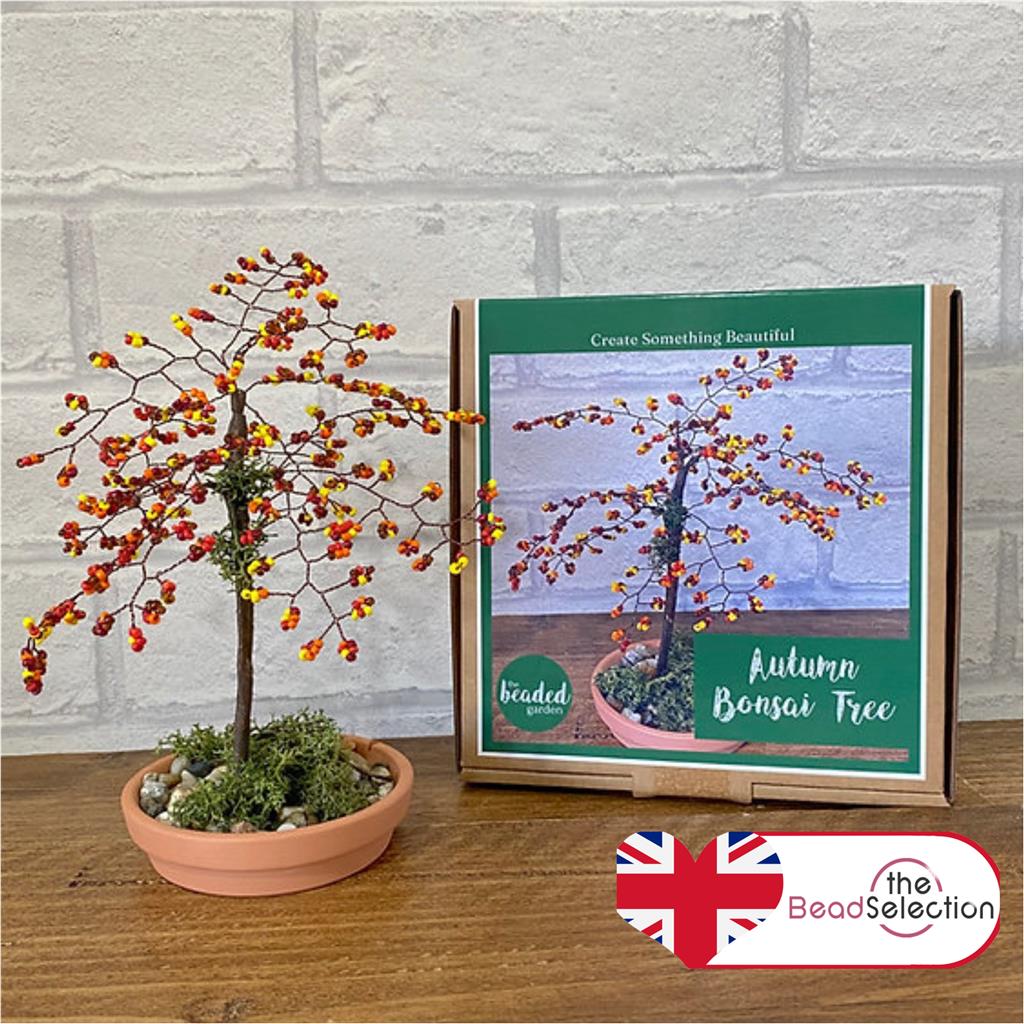 Autumn Bonsai Tree Craft Kit. French Beading kit, Beaded Flower Kit (TBG-ABT)