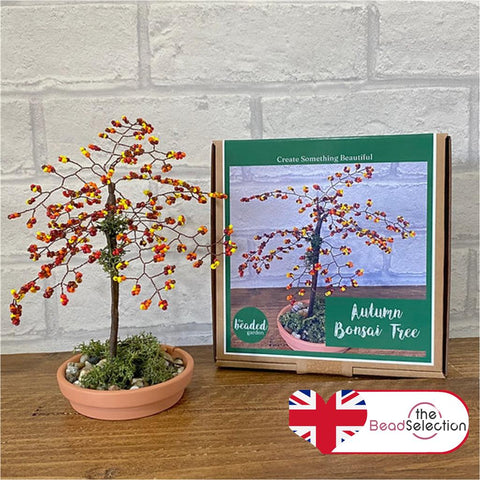 Autumn Bonsai Tree Craft Kit. French Beading kit, Beaded Flower Kit (TBG-ABT)