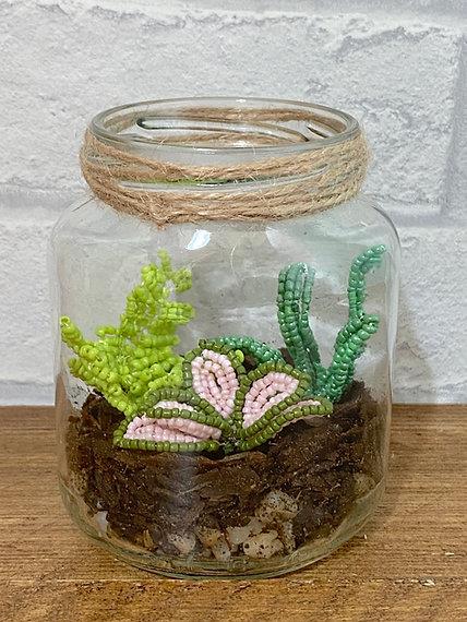 Mini Terrarium Craft Kit. French Beading kit, Beaded Flower Kit (TBG-MT)