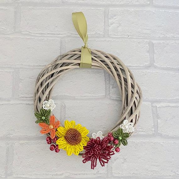 Autumn's Glow Wreath Craft Kit. French Beading kit, Beaded Flower Kit (TBG-AGW)