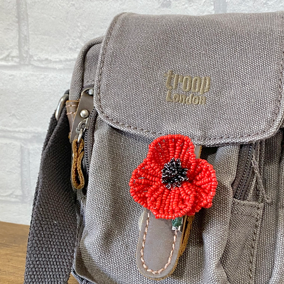 Poppy Flower Brooch Pin Kit. French Beading kit, Beaded Flower Kit (TBG-PBP)