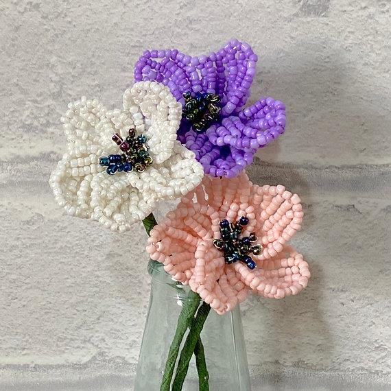 Anemone Flower Craft Kit. French Beading kit, Beaded Flower Kit (TBG-ANE)