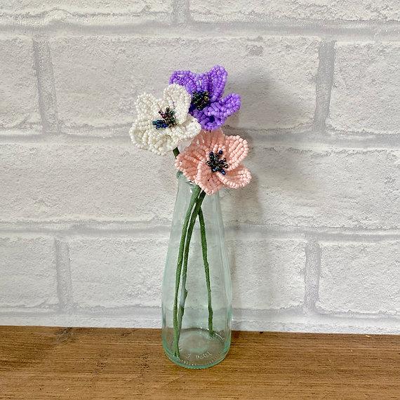 Anemone Flower Craft Kit. French Beading kit, Beaded Flower Kit (TBG-ANE)