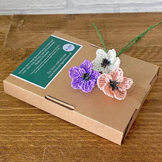 Anemone Flower Craft Kit. French Beading kit, Beaded Flower Kit (TBG-ANE)