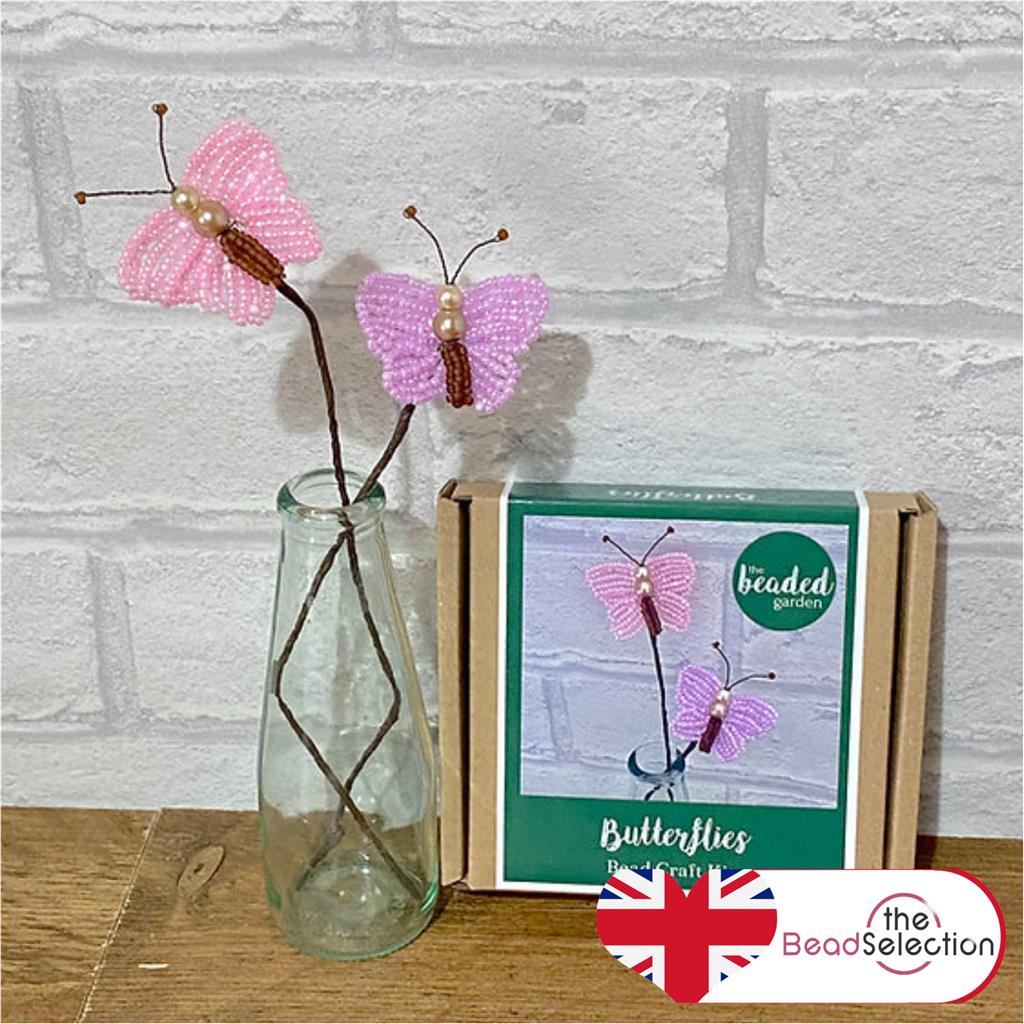 Butterflies Pink/Purple Craft Kit, French Beading, Beaded flower kit (TBG-BUT1)