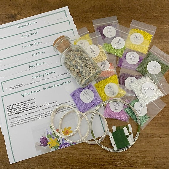 Beaded Flower Kit Spring Chorus Vase Craft Kit. French Beading kit (TBG-SCV)