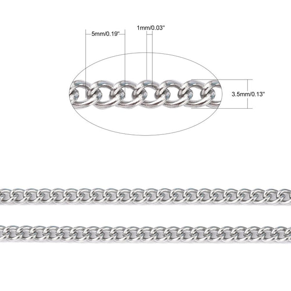 Clone of Stainless Steel 304 Curb Chain 5mm x 3.5mm Jewellery Making STA29