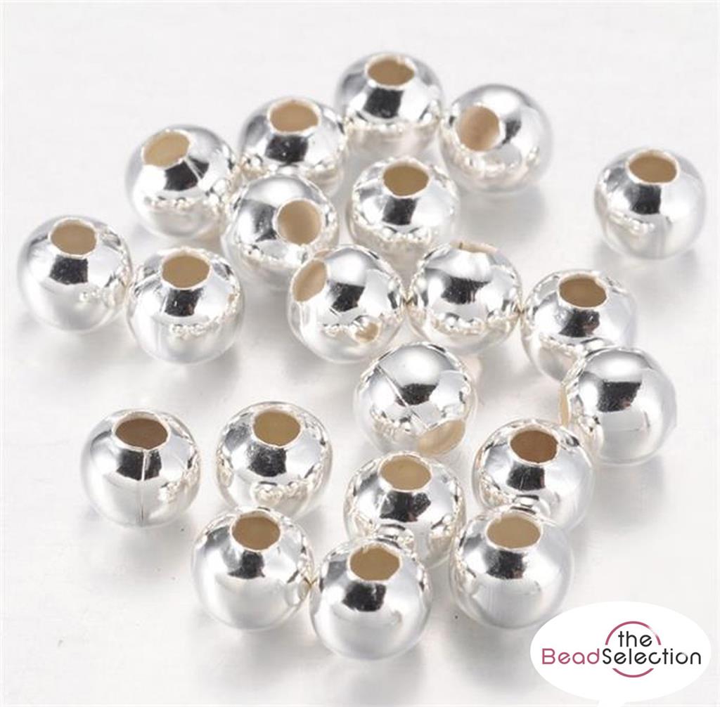 100 6mm ROUND METAL SPACER BEADS SILVER PLATED TOP QUALITY TS63