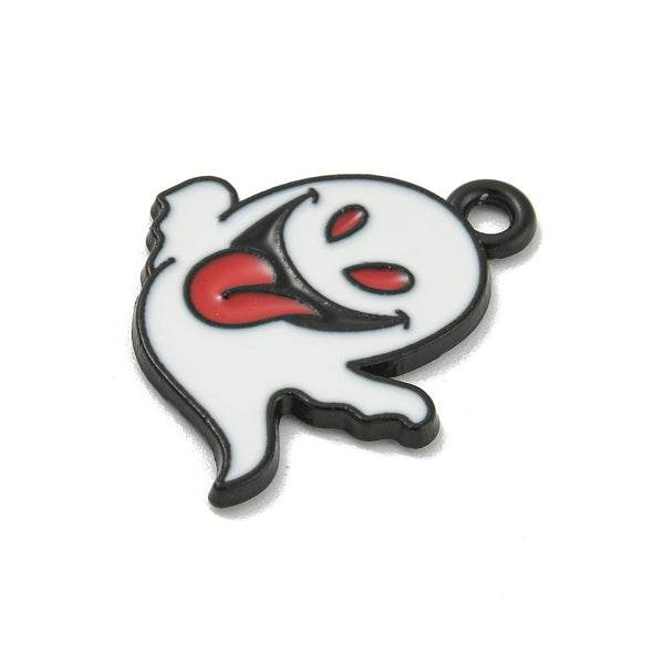 5 Halloween Ghost Enamel Charms Pendant 19mm Jewellery Making C330