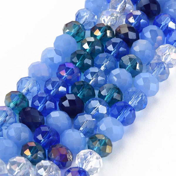 Faceted Glass Rondelle Abacus Round Beads Mixed Crystal 6mm 8mm 1 STRAND