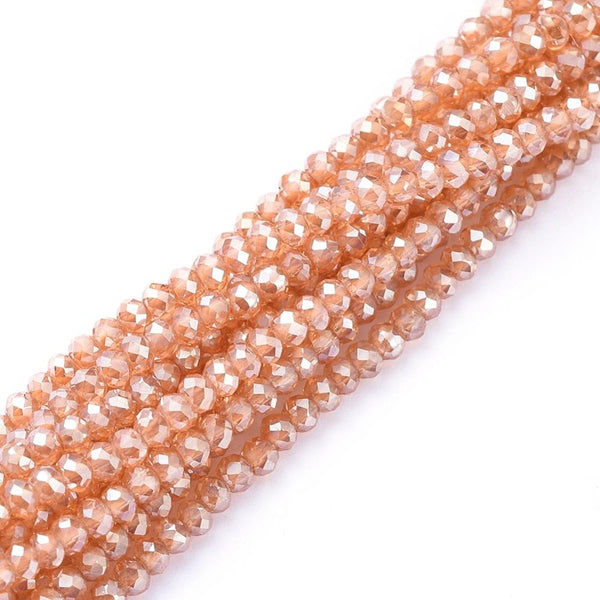 Tiny Gold Faceted Glass Rondelle Round Beads 2mm x1.5mm 220+ STRAND GLS173