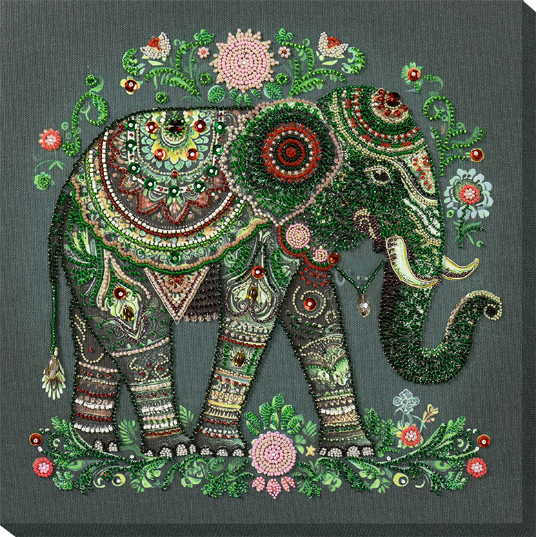 MAJESTIC WISDOM ELEPHANT, ABRIS ART BEAD EMBROIDERY KIT large AB-902