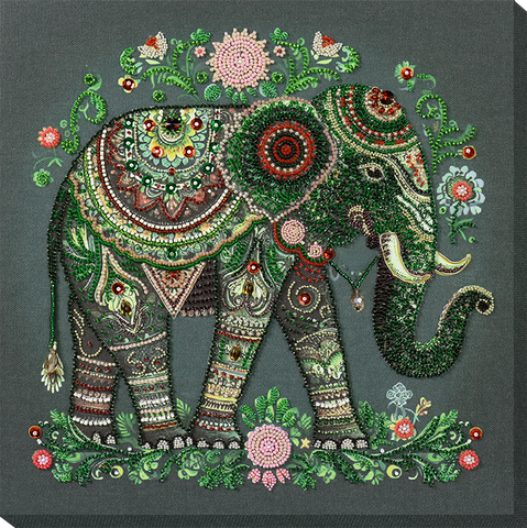 MAJESTIC WISDOM ELEPHANT, ABRIS ART BEAD EMBROIDERY KIT large AB-902