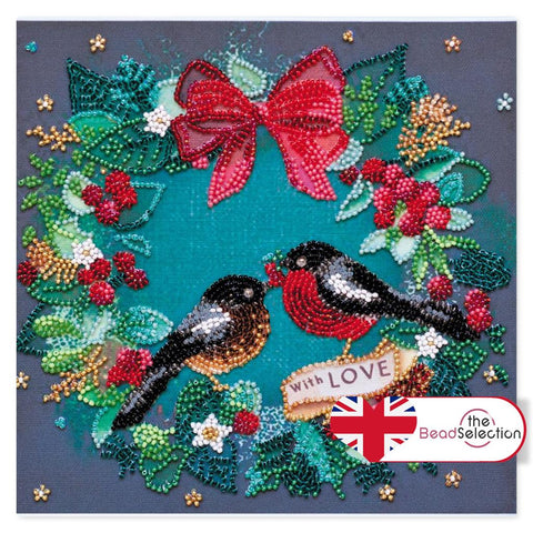 Berry Robin Wreath ABRIS ART BEAD EMBROIDERY KIT 20cm x 20cm ( AMB-085)